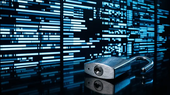 Sebuah tangan memegang telefon pintar yang memaparkan gelembung sembang dengan kesan visual jejak cahaya biru dan percikan bertenaga di atas latar belakang hitam.